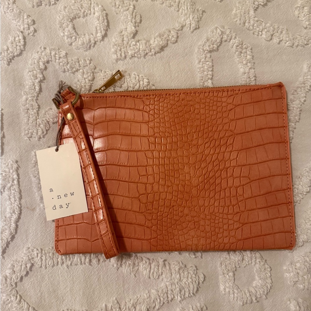A New Day Croc-Embossed Wristlet in Orange